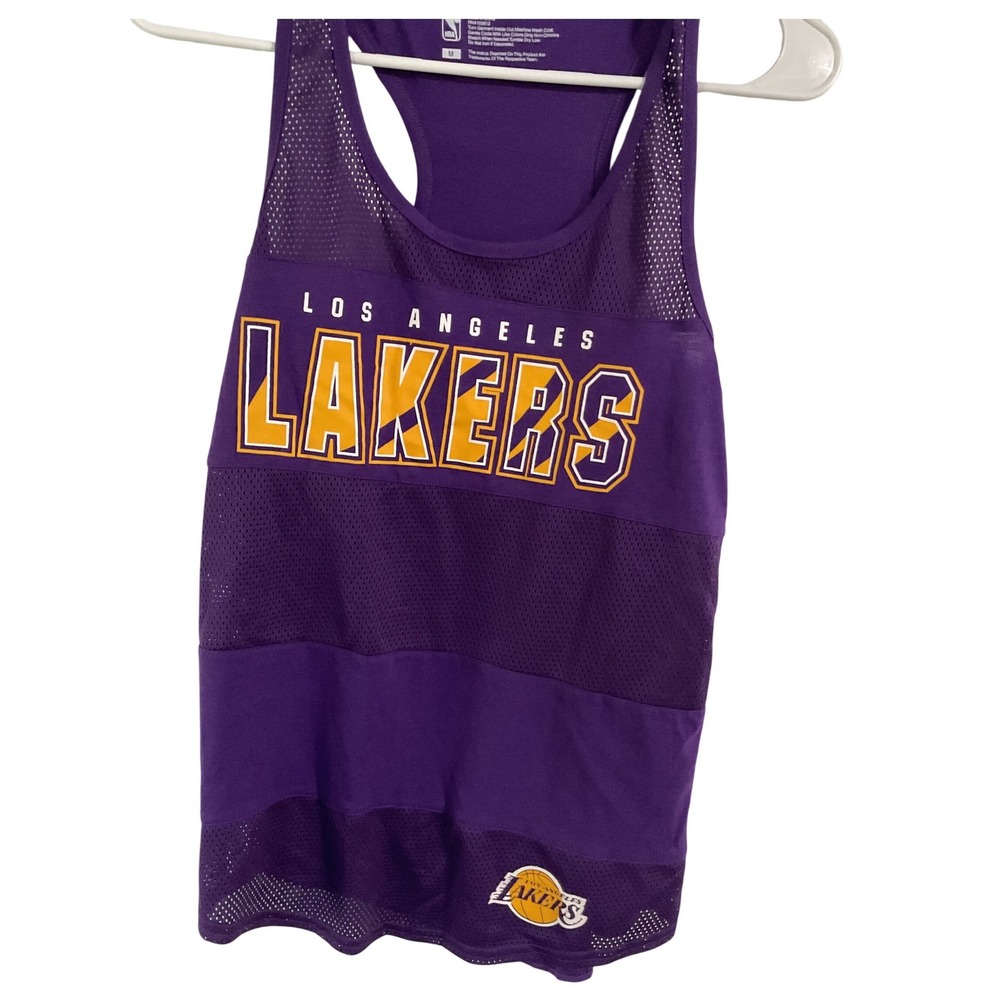 NBA Los Angeles Lakers Purple Mesh Panel Racerback Tank Top Womens Medium - Picture 2 of 6